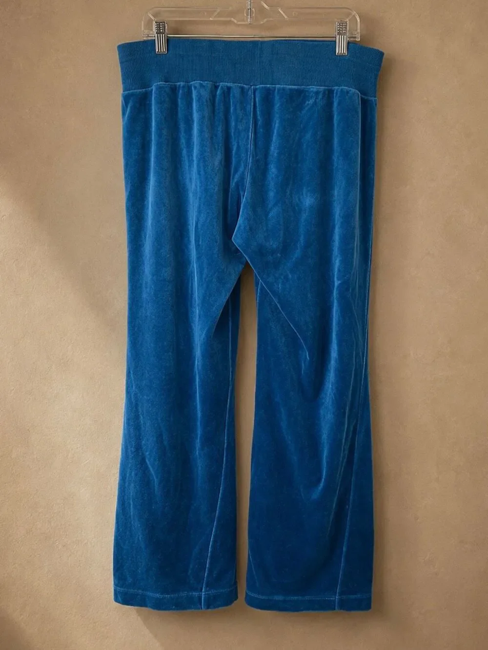Nike Sportswear Size M Velour Wide Leg Track Pants Blue Y2K Lounge Athleisure